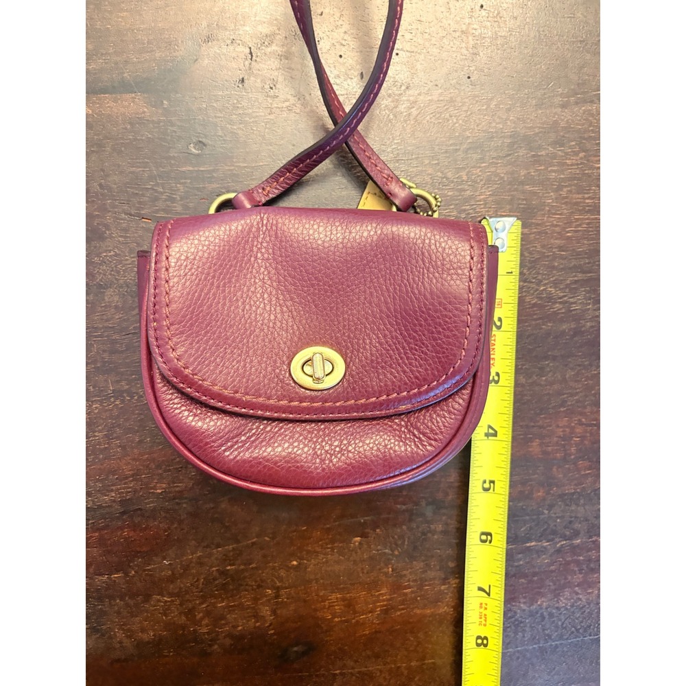Coach Burgundy Pebbled Leather Mini Park Crossbody Bag Small Purse Maroon Kids - Picture 13 of 15